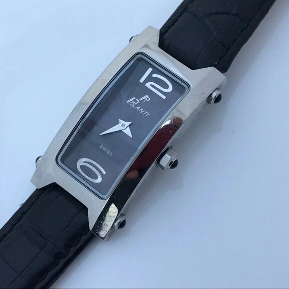 Polanti Swiss Ladies Watch Tulip Black Genuine Italian Leather Strap Water Resis